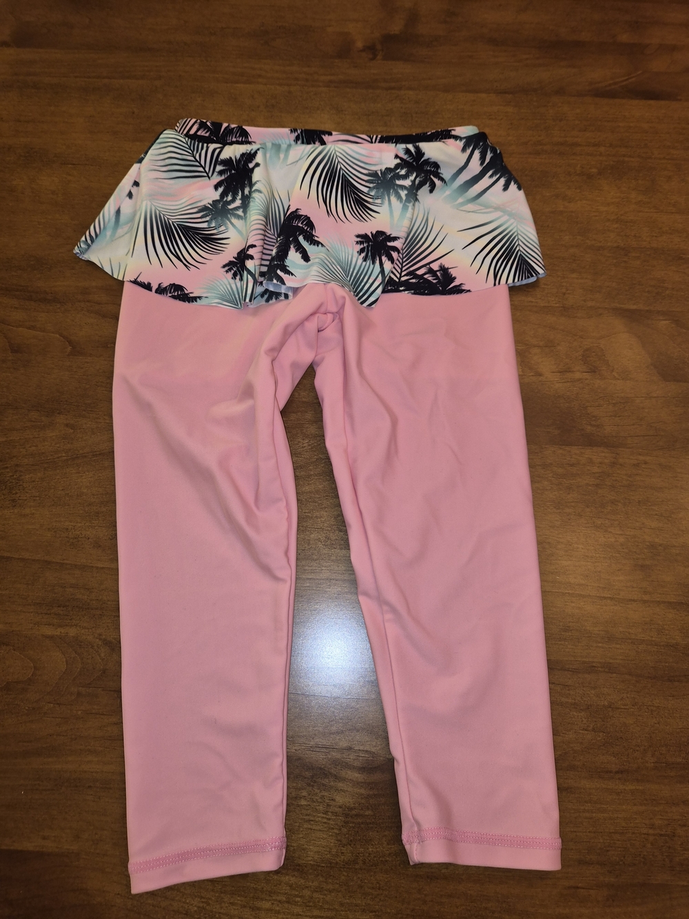 Girls' Coral Tropical Palm Long-Sleeve Rashguard 2 piece Swimsuit Set Sz 4/ 4T - Picture 11 of 11